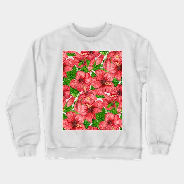 Red hibiscus pattern II Crewneck Sweatshirt by katerinamk